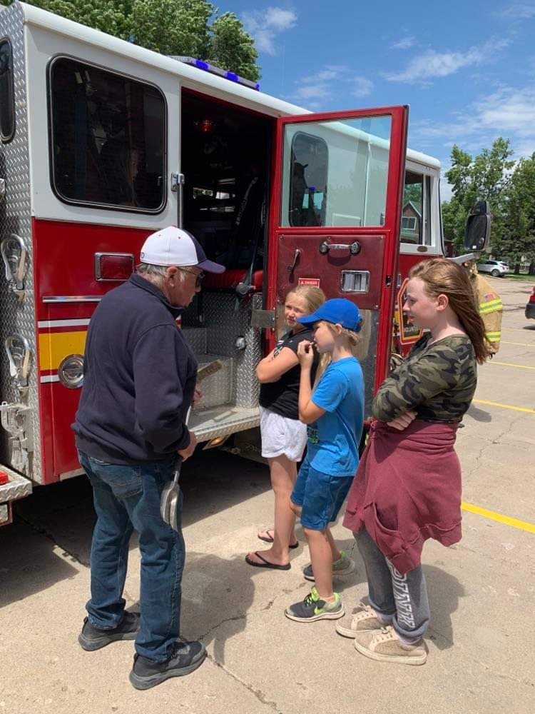 the kids learning about firetrucks.