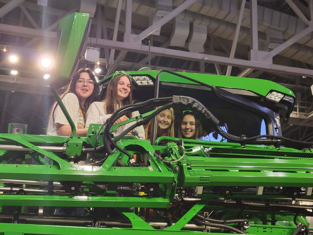 The girls on a combine