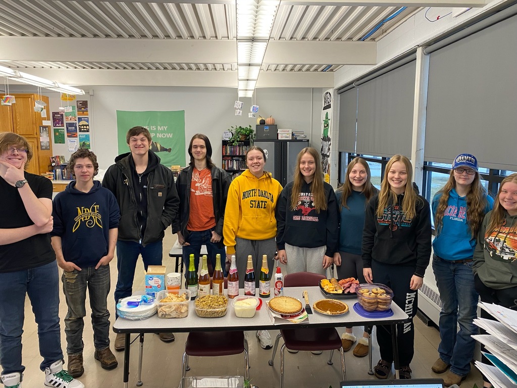 Junior class with their Thanksgiving feast.