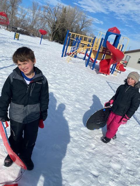 The kids enjoying the snow.