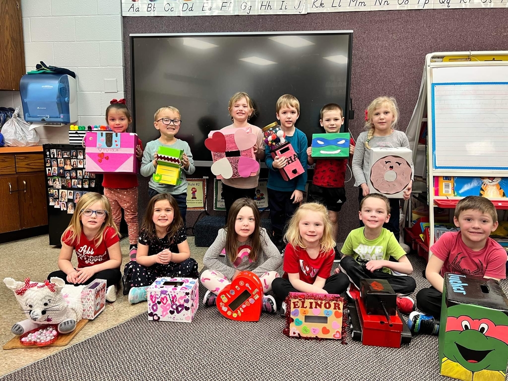 prek with their Valentine's boxes 