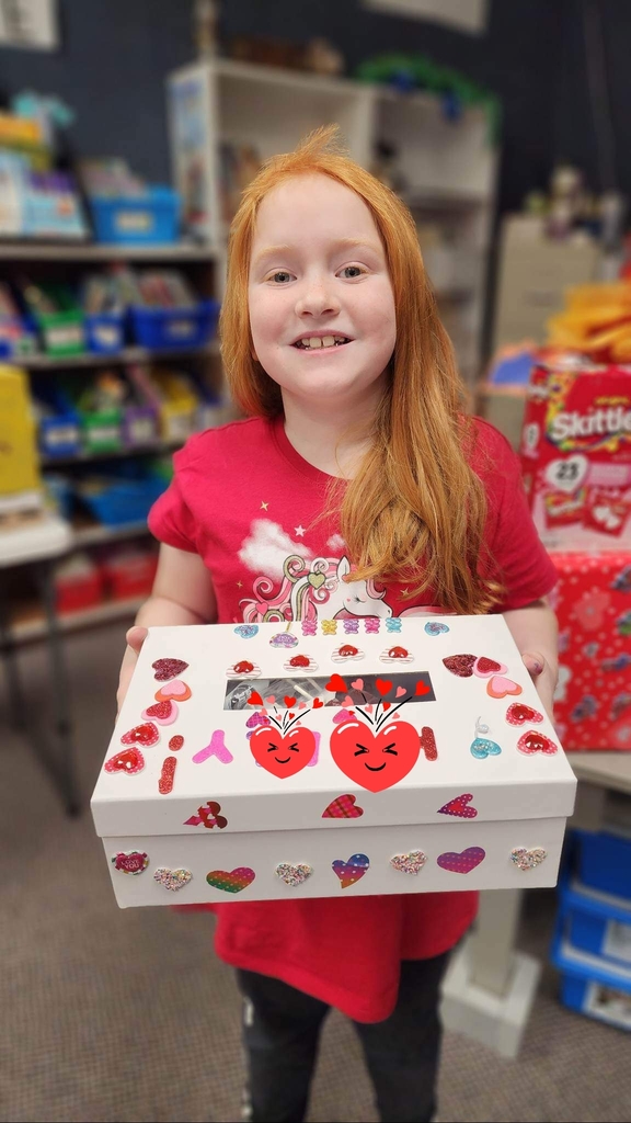 a girl and her Valentine's box